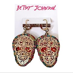 ☯️ Betsey Johnson Filigree Layered Skull Earrings